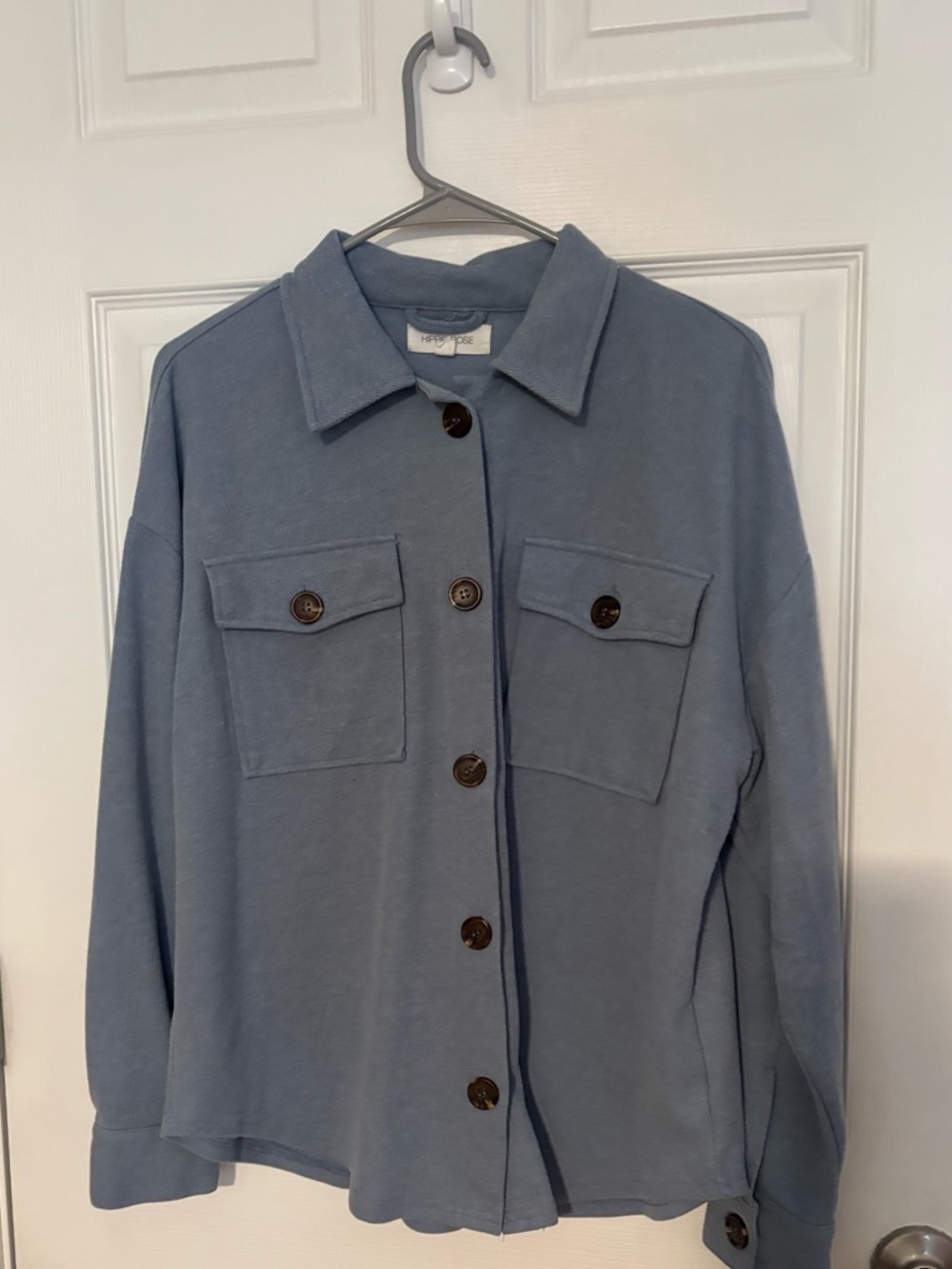 Hippie Rose Pale Blue Button-Up Top
